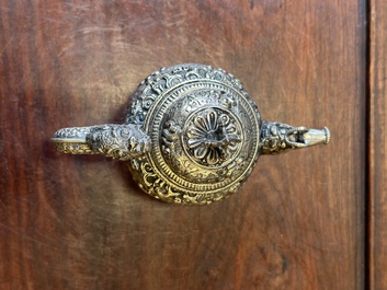 A fine Tibetan silver plated 'bajixiang' teapot, 19th C.