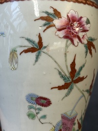 A small Chinese famille rose 'nine peaches' vase and an 'antiquities' vase, 19th C.