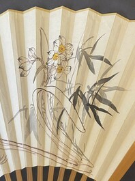 Drie waaiers, navolger van Zhang Daqian 張大千 (1899-1983) en Wu Hufang 吴湖帆 (1894-1968), inkt en kleur op papier