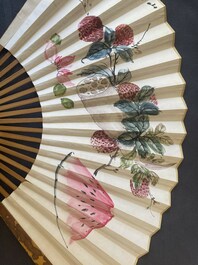 Three folding fans, follower of Zhang Daqian 張大千 (1899-1983) and Wu Hufang 吴湖帆 (1894-1968), ink and colour on paper