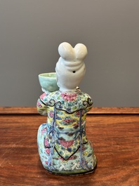 A Chinese famille rose figure of a lady with a bowl, Yongzheng