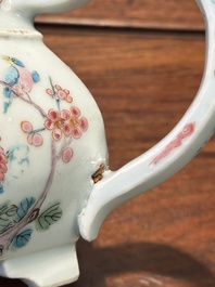 An exceptional large hexagonal Chinese famille rose teapot and cover, Yongzheng