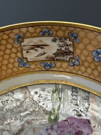 A Chinese Canton famille rose covered bowl and a matching plate, 19th C.