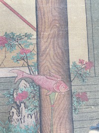 Chinese school: 'Emperor Qianlong with children', ink and colour on silk, 18/19th C.