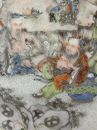A Chinese Canton famille verte garden seat with figurative design, 19th C.