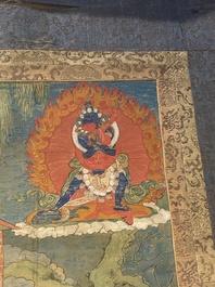 Deux thangkas repr&eacute;sentant Chakrasamvara et un roi Shambhala, Tibet, 18/19&egrave;me