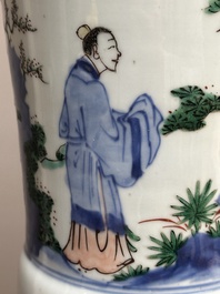 A Chinese wucai 'gu' vase with figurative design, Transitional period