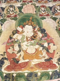 Deux thangkas repr&eacute;sentant Chakrasamvara et un roi Shambhala, Tibet, 18/19&egrave;me