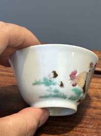 A Chinese famille rose 'chicken' cup, Yongzheng mark, 18/19th C.