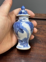 Five Chinese blue and white vases, Kangxi