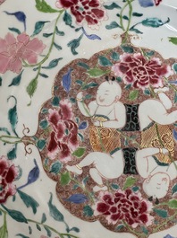 A pair of Chinese famille rose 'Hehe Erxian' dishes, Yongzheng/Qianlong