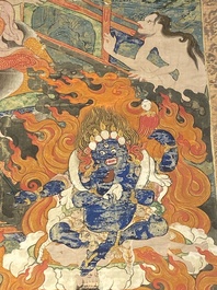 Deux thangkas repr&eacute;sentant Chakrasamvara et un roi Shambhala, Tibet, 18/19&egrave;me