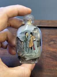 Three Chinese inside-painted glass snuff bottles, 20th C.