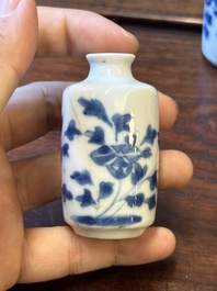 Ten Chinese blue and white vases and snuff bottles, 19th C.