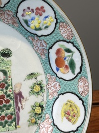 A Chinese famille rose 'arbor' plate after a design by Cornelis Pronk, Qianlong