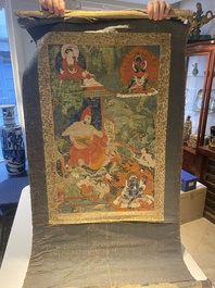 Deux thangkas repr&eacute;sentant Chakrasamvara et un roi Shambhala, Tibet, 18/19&egrave;me