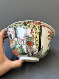 A Chinese famille verte bowl with narrative design, 19th C.