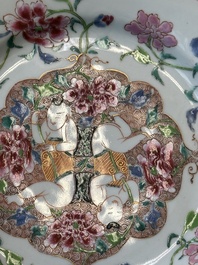 A Chinese famille rose 'Hehe Erxian' plate, Yongzheng/Qianlong