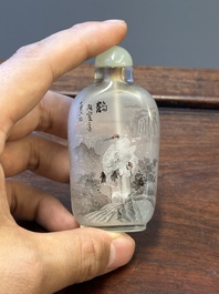 Five Chinese inside-painted glass snuff bottles, 20th C.