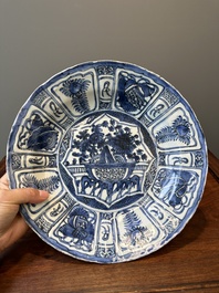 A Chinese blue and white dish and an octagonal 'Three Friends of Winter' dish, Wanli and Qianlong