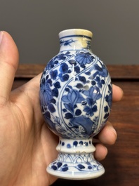 Five Chinese blue and white vases, Kangxi