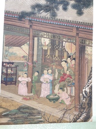 Chinese school: 'Emperor Qianlong with children', ink and colour on silk, 18/19th C.