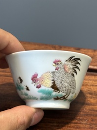 A Chinese famille rose 'chicken' cup, Yongzheng mark, 18/19th C.