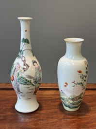 Two Chinese famille rose vase, Ju Ren Tang 居仁堂 mark, 19/20th C.