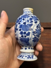 Five Chinese blue and white vases, Kangxi