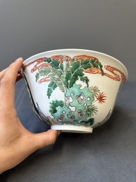 A Chinese famille verte bowl with narrative design, 19th C.