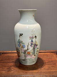 A Chinese famille rose 'Lan Caihe' vase, Qianlong mark, 19/20th C.