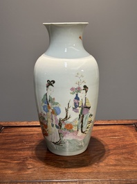 A Chinese famille rose 'Lan Caihe' vase, Qianlong mark and of the period