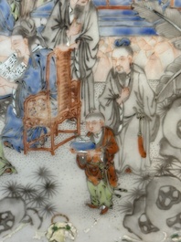 Een Chinese Canton famille verte tuinzit met figuratief decor, 19e eeuw