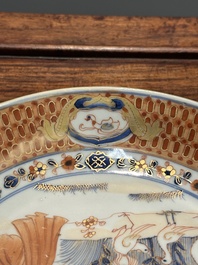 A Chinese Imari-style 'Parasol ladies' plate after Cornelis Pronk, Qianlong