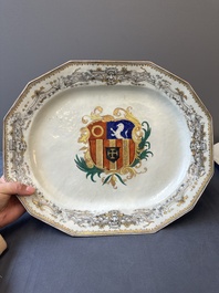 A Chinese armorial dish and a plate for the Dutch market with the arms of 'De Heere', Qianlong