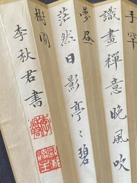 Drie waaiers, navolger van Zhang Daqian 張大千 (1899-1983) en Wu Hufang 吴湖帆 (1894-1968), inkt en kleur op papier