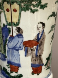 A Chinese wucai 'gu' vase with figurative design, Transitional period