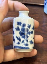 Ten Chinese blue and white vases and snuff bottles, 19th C.