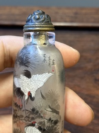 Three Chinese inside-painted glass snuff bottles, 20th C.