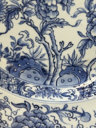 Two Chinese blue and white dishes with floral design, Yongzheng