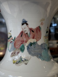 A Chinese famille rose vase with figural design, ji 迹 seal mark, Yongzheng