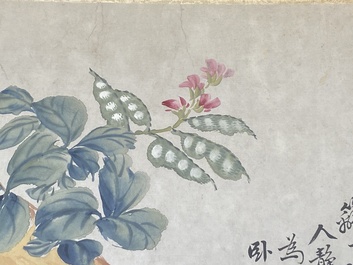 Ecole chinoise: Six &oelig;uvres avec des oiseaux, des fleurs et des fruits, encre et couleur sur papier, 19/20&egrave;me