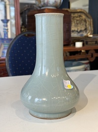 A Chinese Longquan celadon bottle vase, Song/Ming