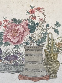 Pu Yi 溥儀 (1906-1967): 'Kalligrafie' en Wan Rong 婉容 (1904-1946): 'Stilleven', inkt en kleur op papier