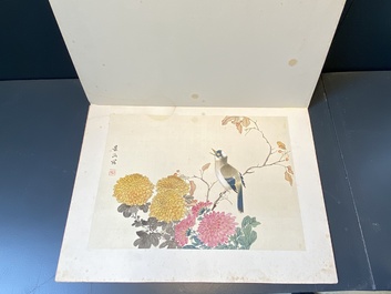 Chinese school: Seven works with birds and flowers, ink and colour on silk, signed Jinghan 景涵, 19/20th C.