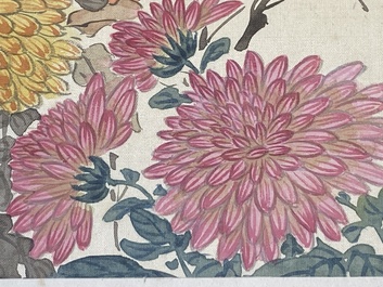 Chinese school: Seven works with birds and flowers, ink and colour on silk, signed Jinghan 景涵, 19/20th C.