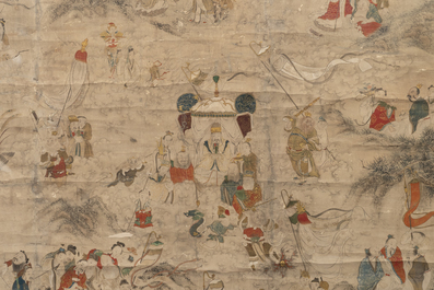 Chinese school: 'Deities in heaven', ink and colour on silk, 19th C.