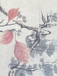 Chinese school: Six works with birds, flowers and fruits, ink and colour on paper, 19/20th C.