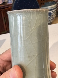 A Chinese Longquan celadon bottle vase, Song/Ming