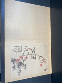 Chinese school: Six works with birds, flowers and fruits, ink and colour on paper, 19/20th C.